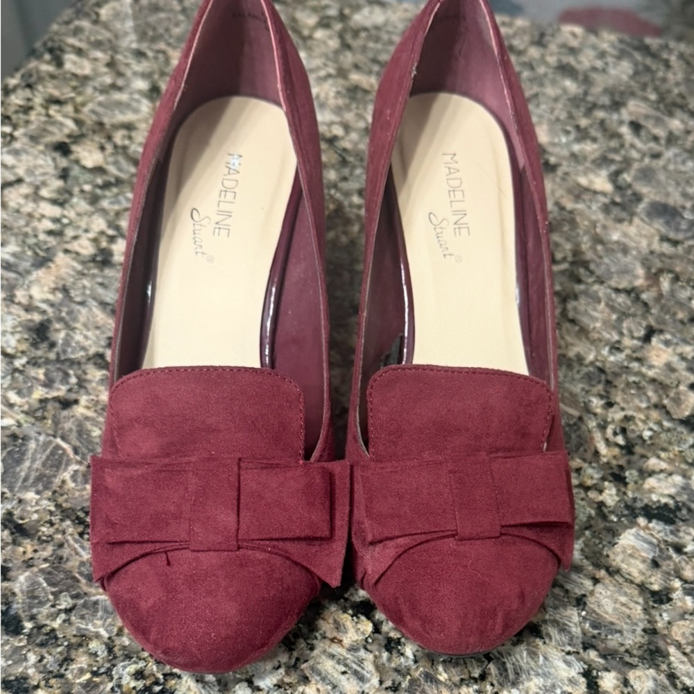 Madeline Stuart Deep Red Suede Pumps